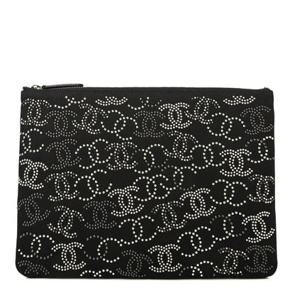 Chanel Canvas Studded CC Medium Cosmetic Pouch Black 1 of 4