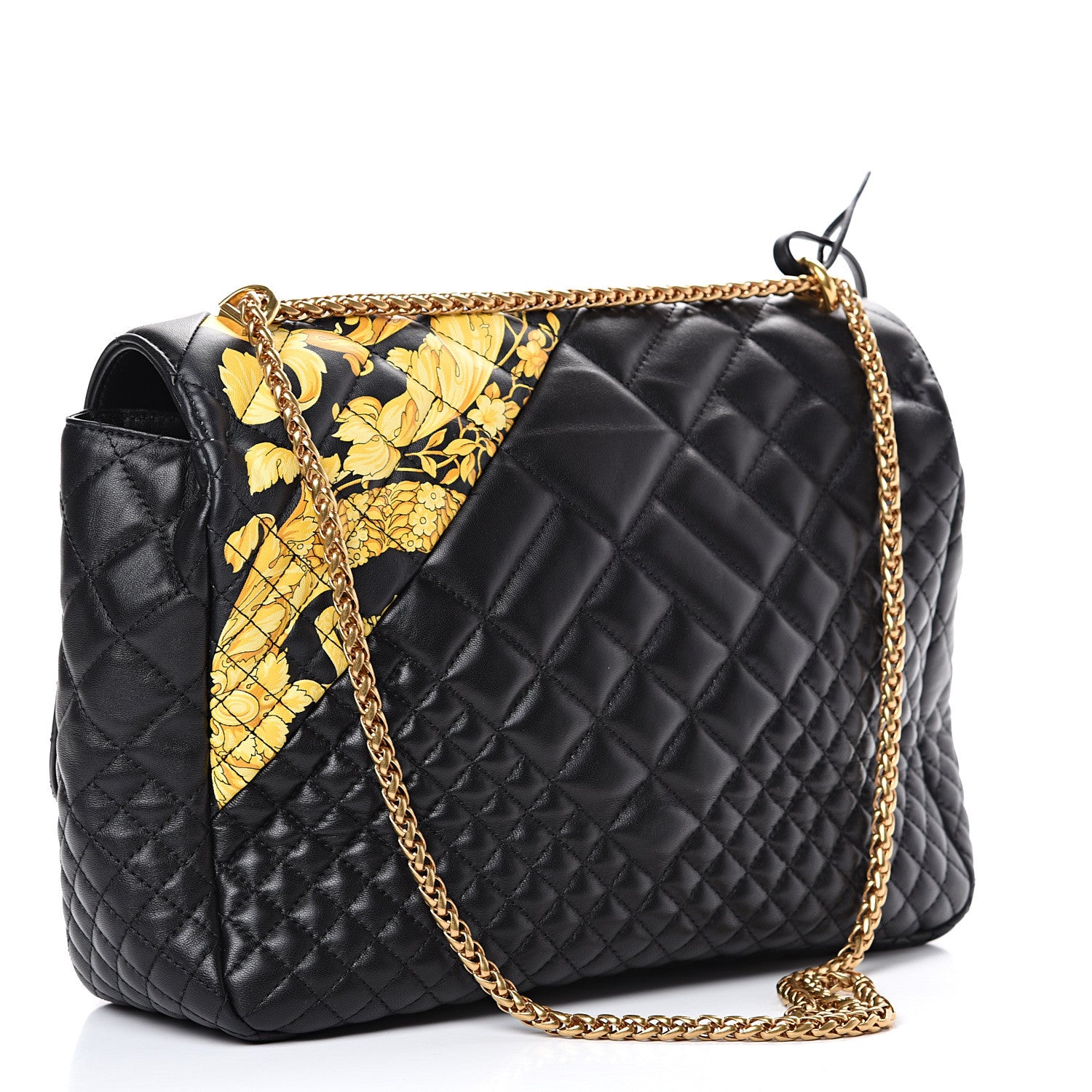 Versace Nappa Quilted Barocco Print Icon Shoulder Bag Black 2 of 9
