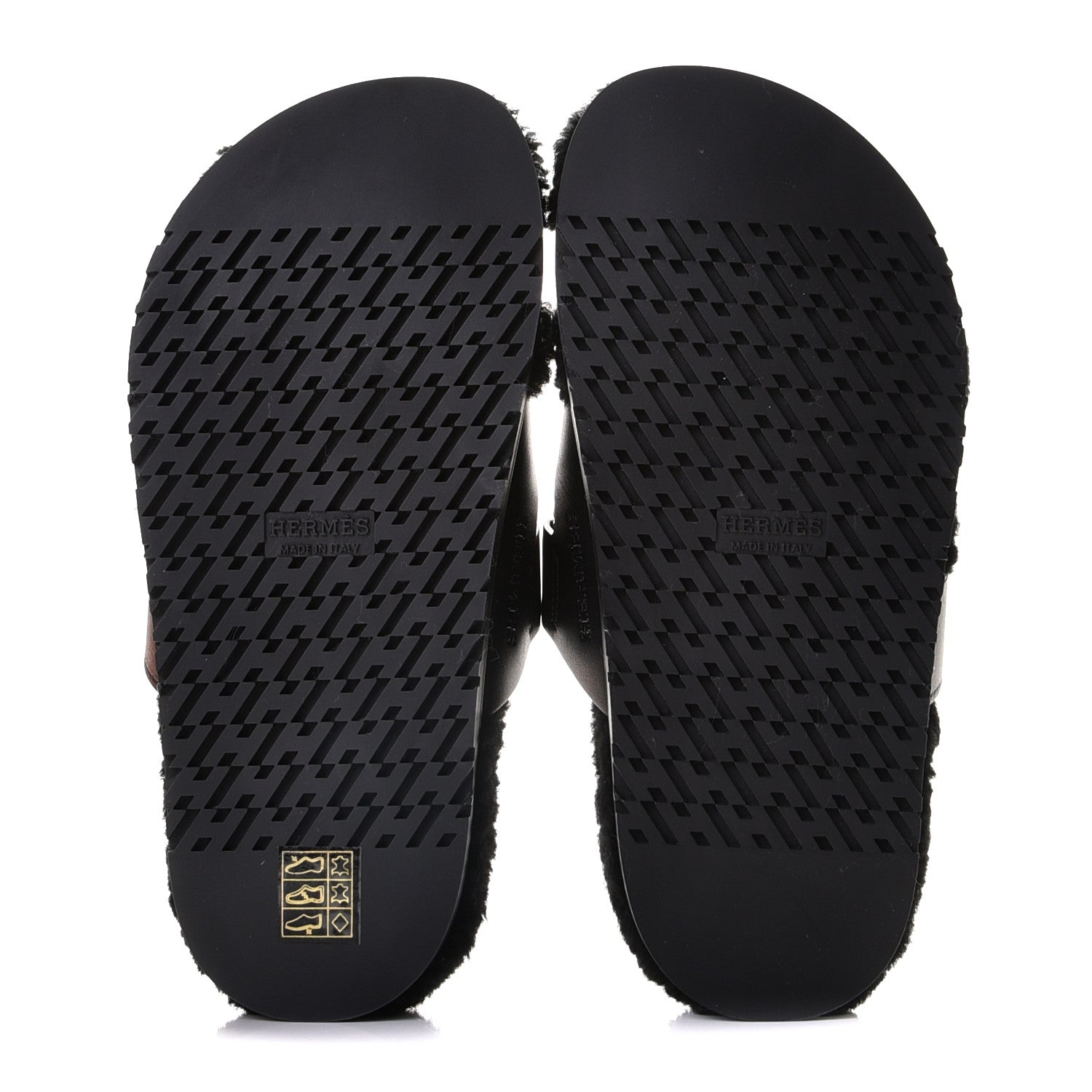 Hermes Calfskin Woolskin Womens Chypre Sandals 36 Black 8 of 12