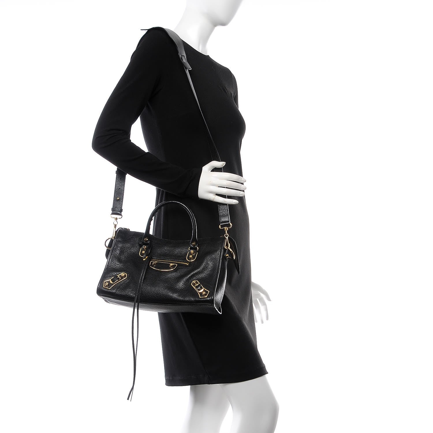 Balenciaga Chevre Gold Metallic Edge Hardware S City Black 2 of 7