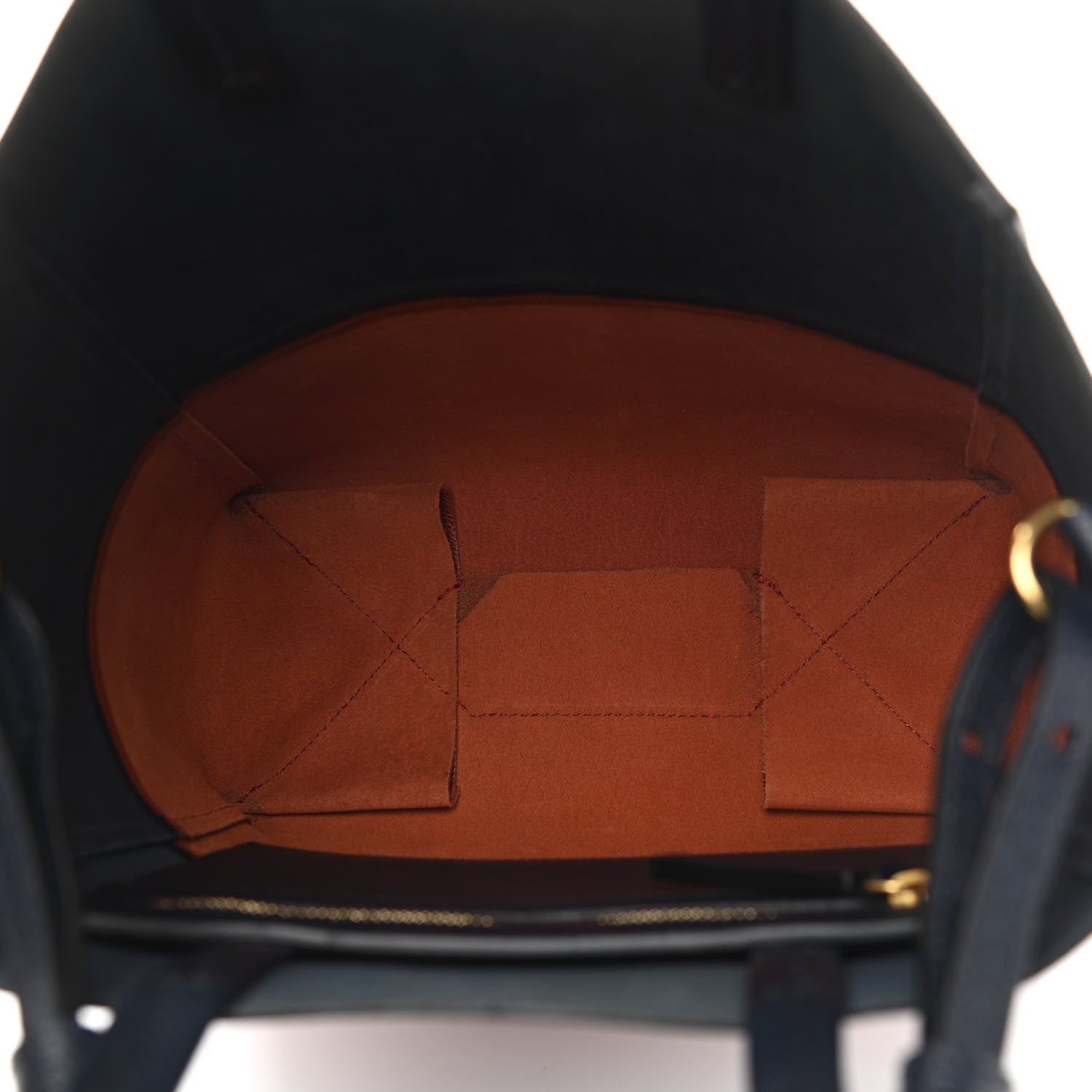 Celine Grained Calfskin Small Vertical Bi-Cabas Navy Terracotta 5 of 12