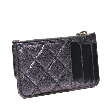 Chanel Iridescent Caviar Quilted Flap Zip Card Holder Black 2 of 7
