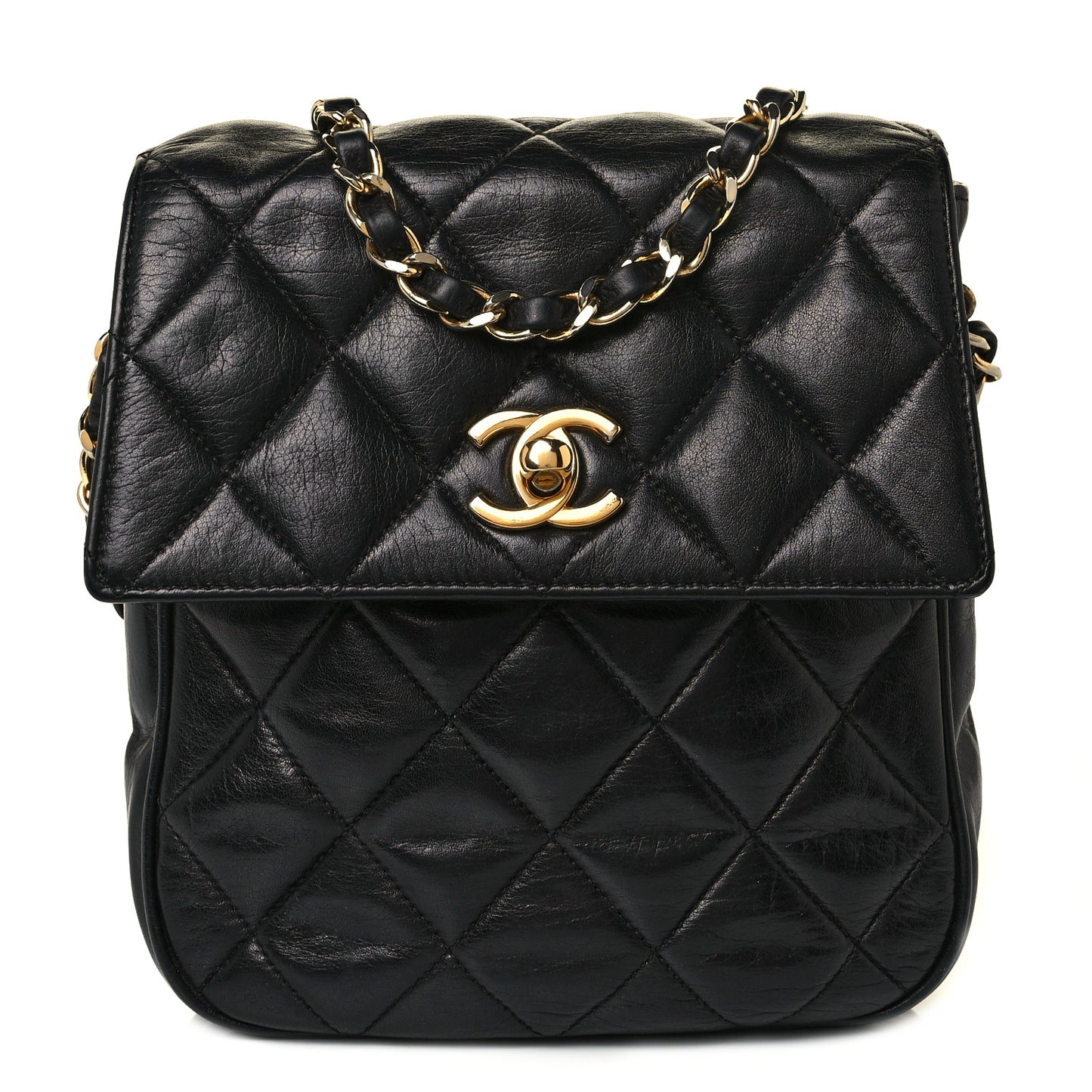Lambskin Quilted Extra Mini Flap Black
