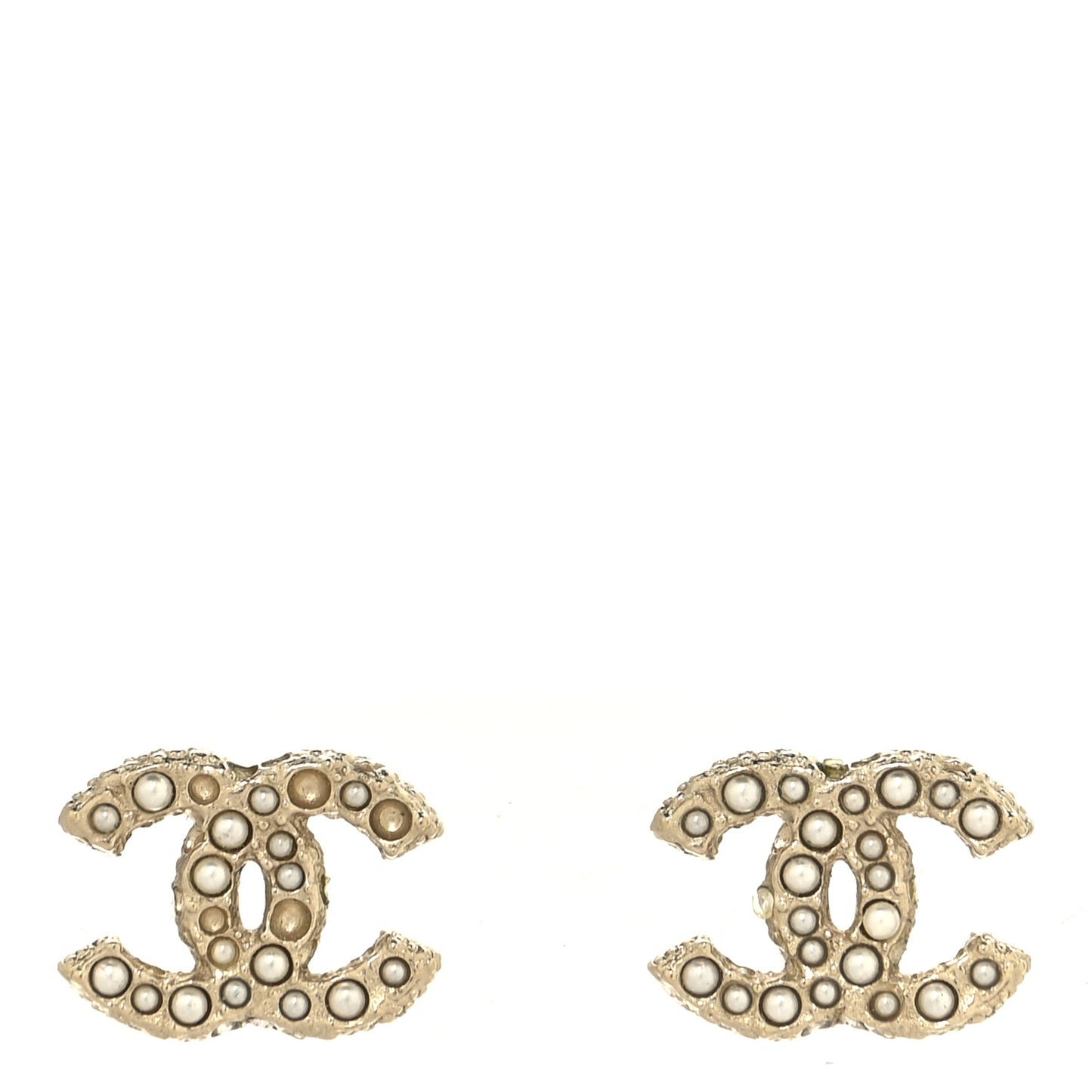 Pearl Crystal CC Earrings Gold