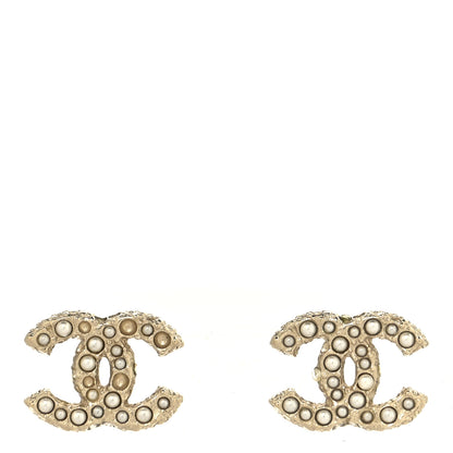 Chanel Pearl Crystal CC Earrings Gold 1 of 6