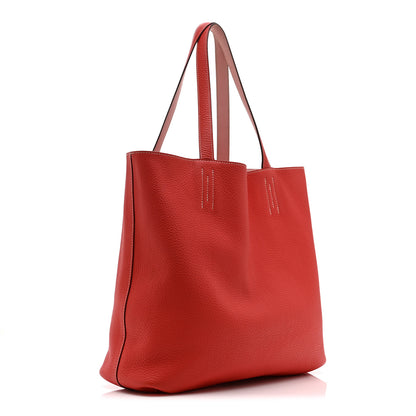 Hermes Taurillon Clemence Swift Double Sens 36 Reversible Tote Rose Sakura Bougainvillea 5 of 16