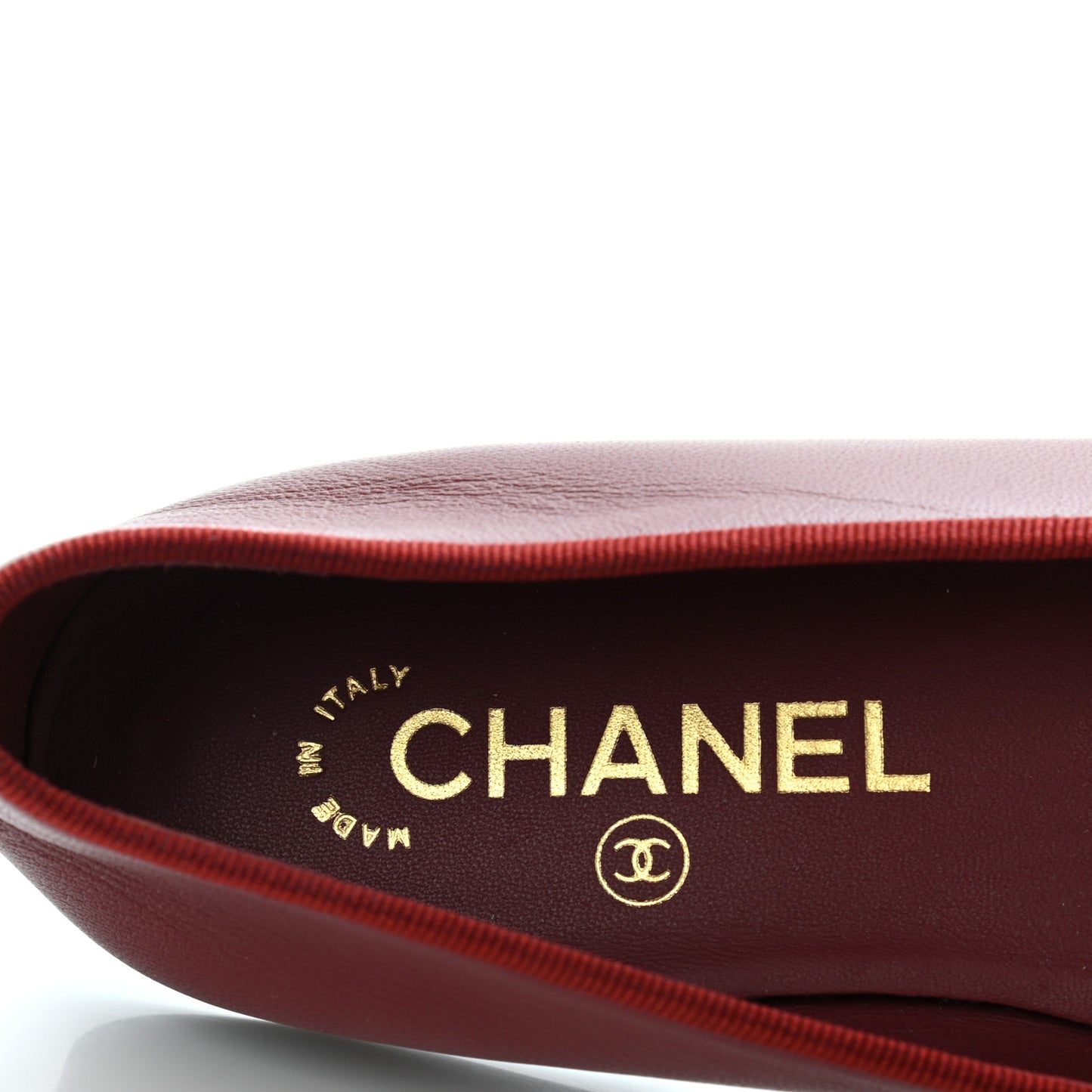 Lambskin Cap Toe Ballerina Flats 38 Burgundy