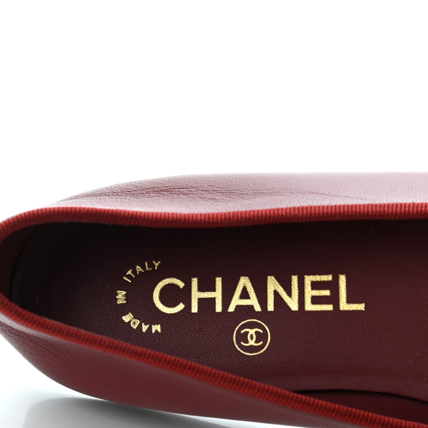Chanel Lambskin Cap Toe Ballerina Flats 38 Burgundy 6 of 8