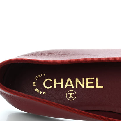 Chanel Lambskin Cap Toe Ballerina Flats 38 Burgundy 6 of 8
