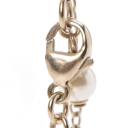 Chanel Crystal Pearl CC Lariat Necklace Gold 7 of 7