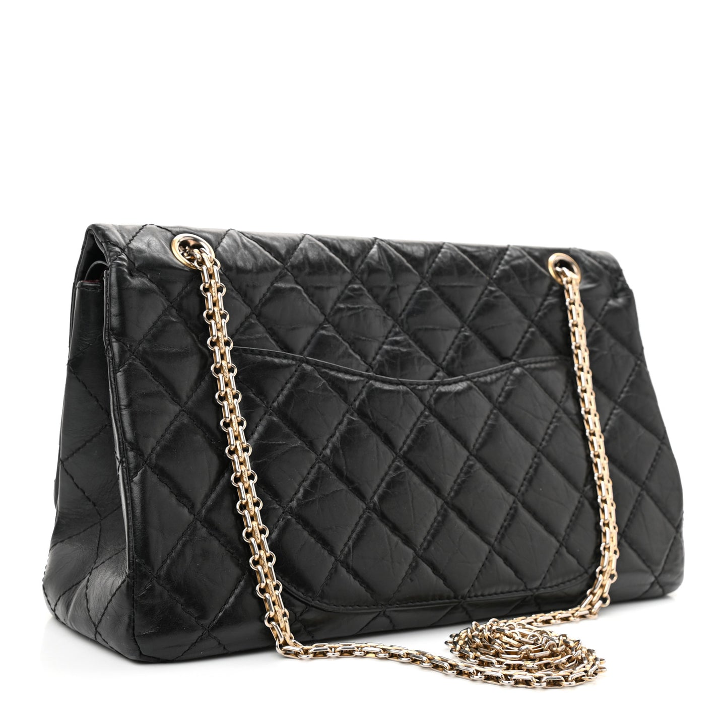 Aged Calfskin Quilted 2.55 Reissue 227 Flap Black