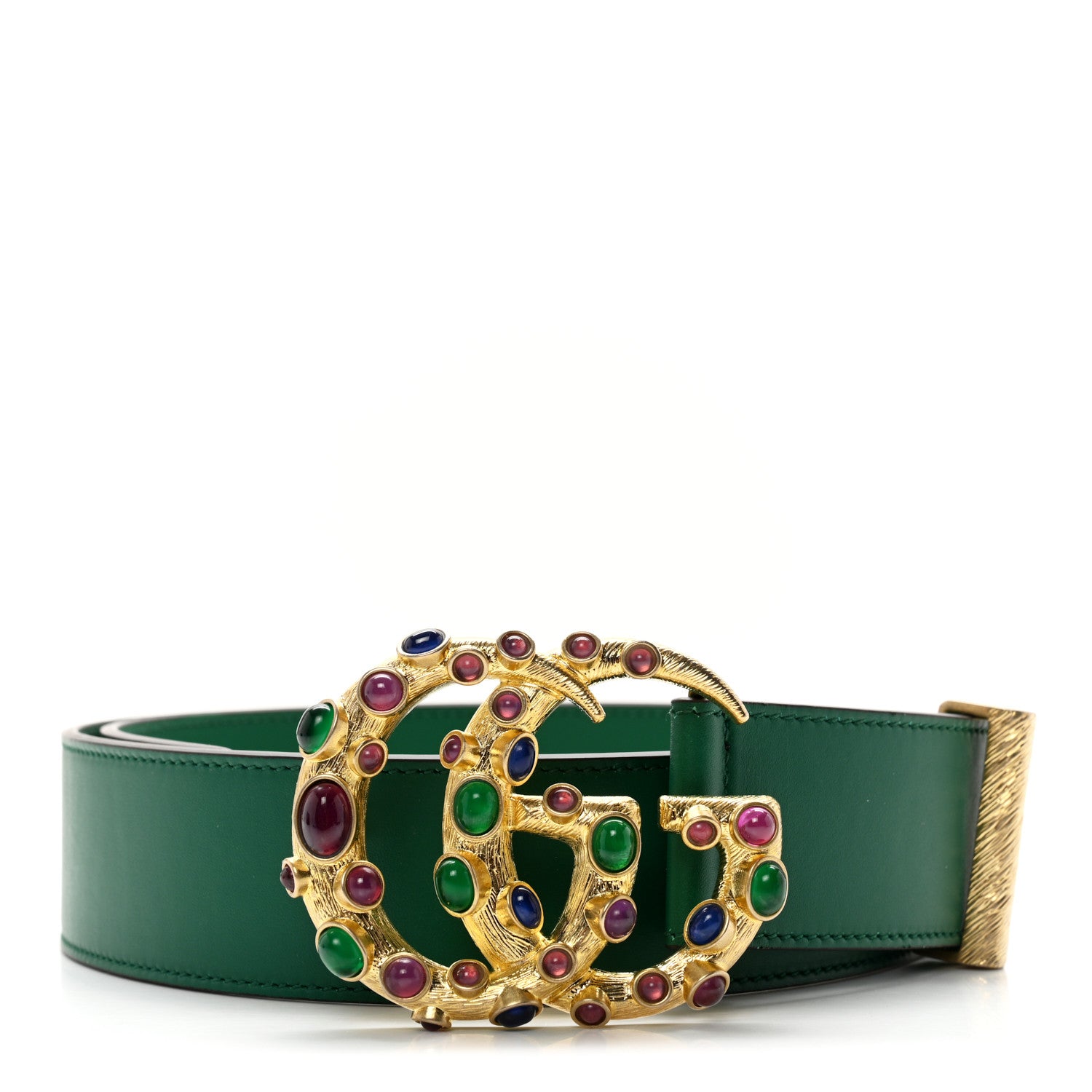Gucci Calfskin Ceramic Glass Double G 40mm Belt 90 36 Emerald Multicolor 1 of 9
