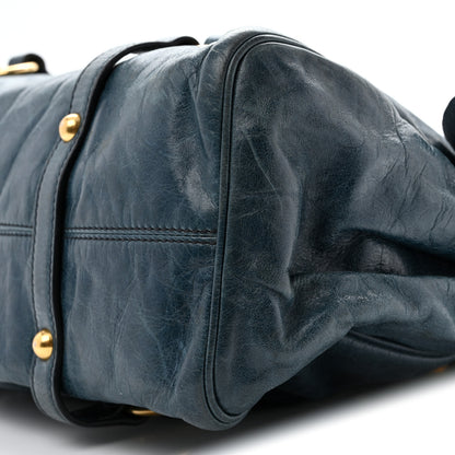 Miu Miu Vitello Lux Medium Bow Bag Blue 9 of 14