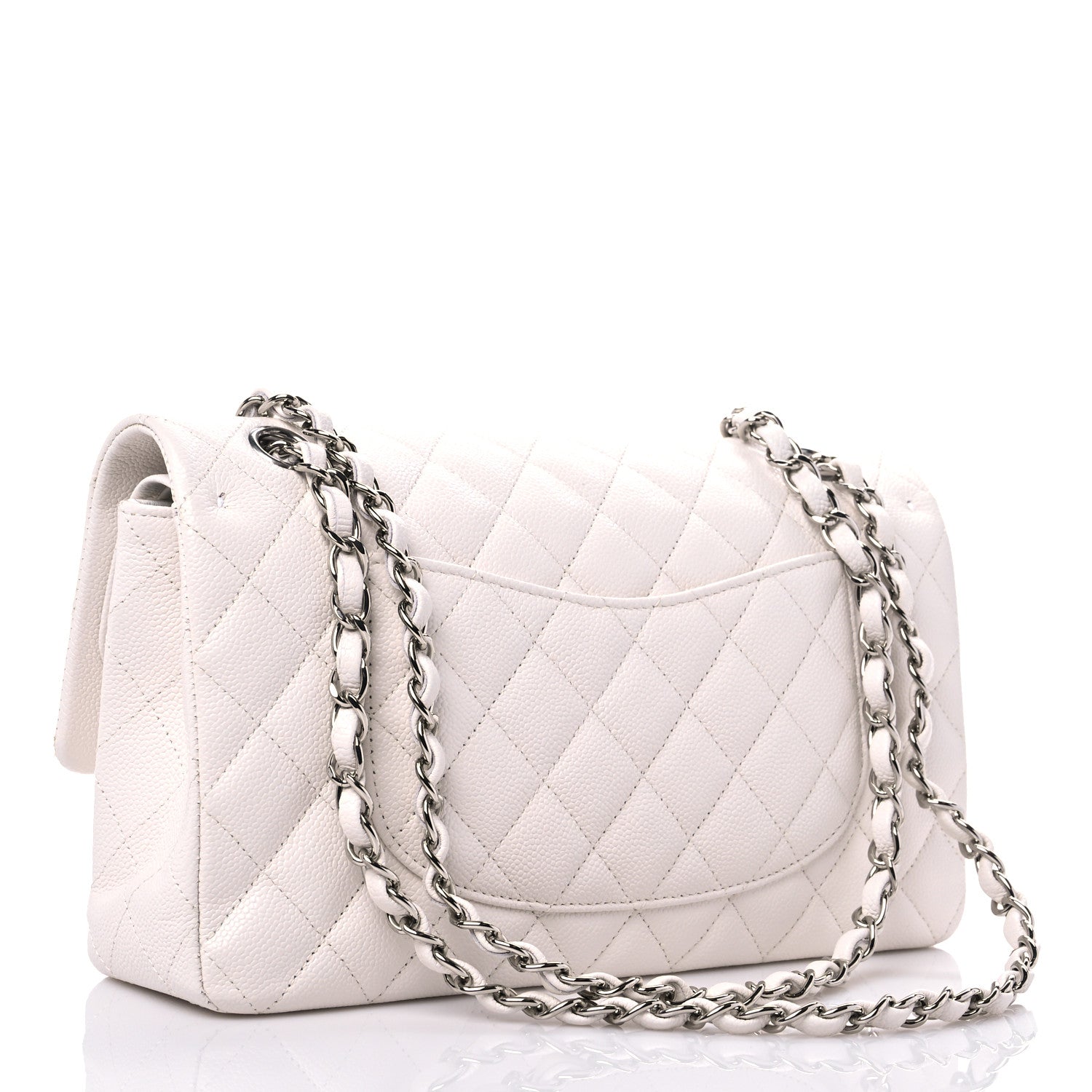 Chanel Caviar Quilted Medium Double Flap White 3 of 9