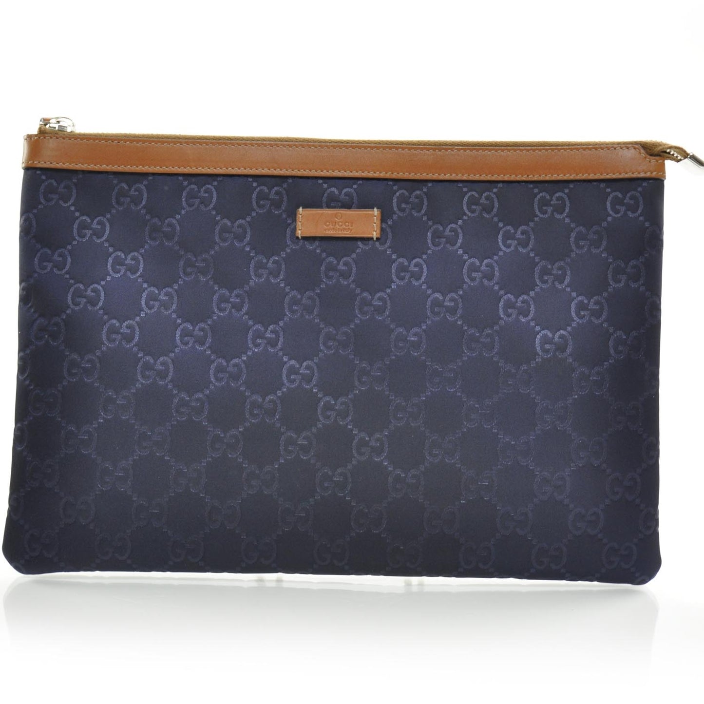 Nylon Monogram Zip Top Pouch Blue