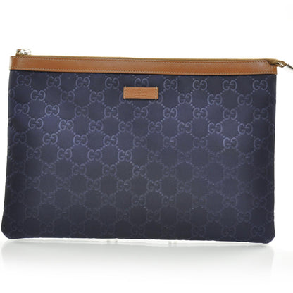 Gucci Nylon Monogram Zip Top Pouch Blue 1 of 8