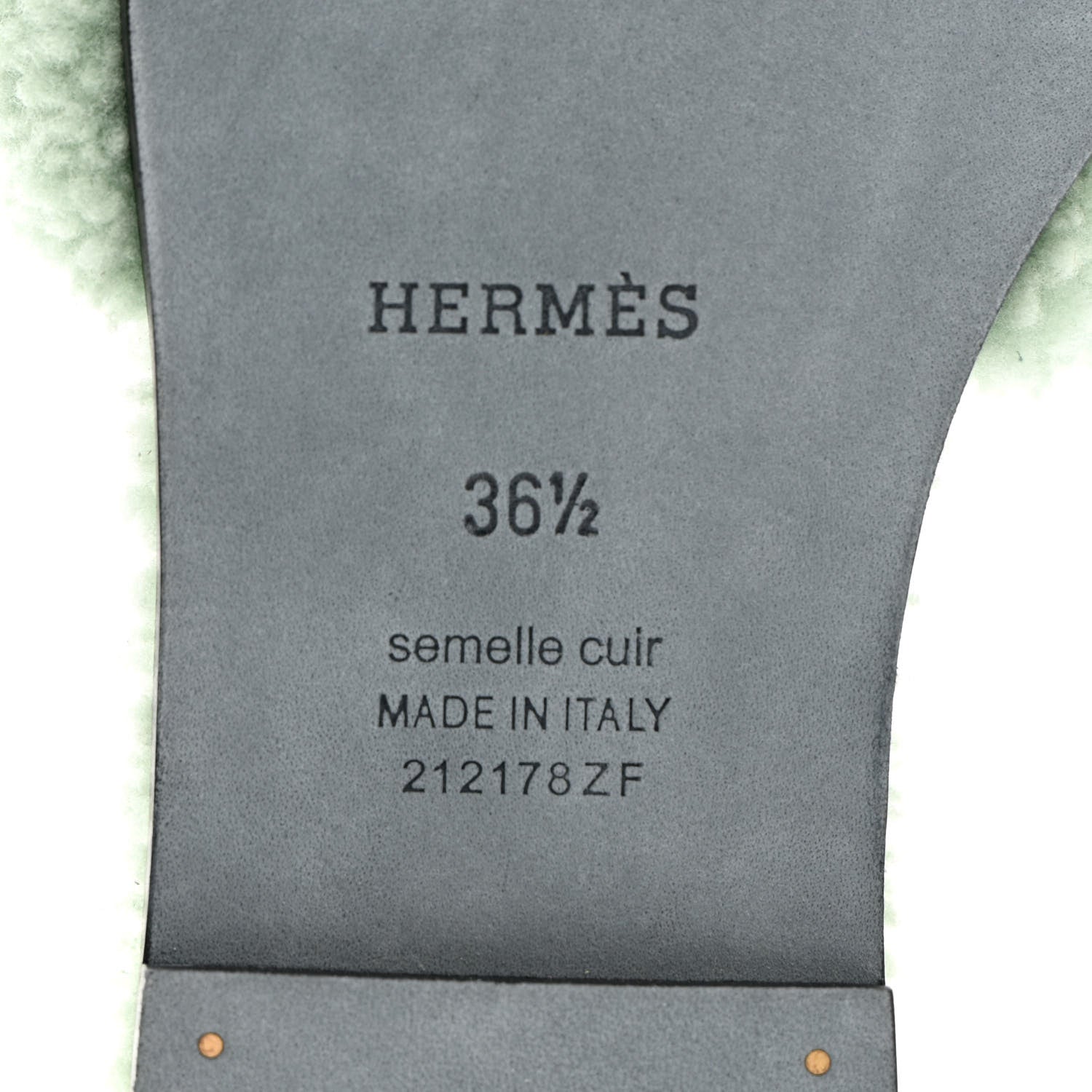 Hermes Woolskin Oran Sandals 36.5 Vert D’Eau 7 of 8