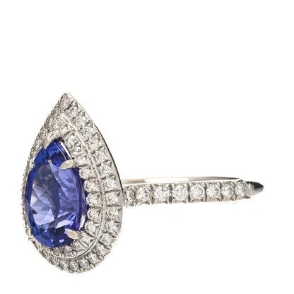 Tiffany Platinum Diamond Tanzanite Soleste Pear Cut Ring 52 6 4 of 7