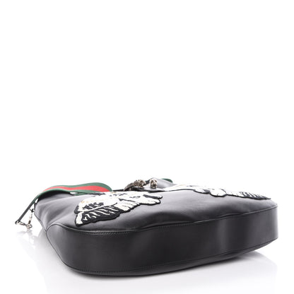 Gucci Calfskin Web Dog Embroidered Large Dionysus Hobo Black 5 of 10