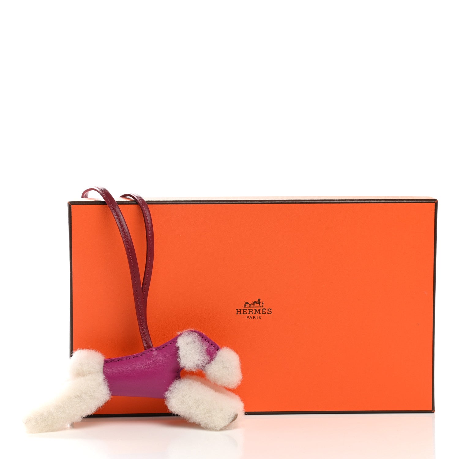 Hermes Milo Lambskin Shearling Budy Charm Rose Pourpre 4 of 4