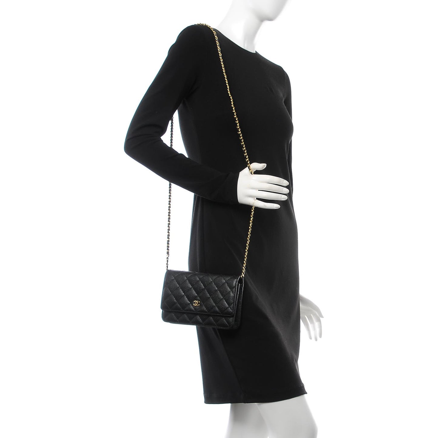 Caviar Quilted Wallet On Chain WOC Black