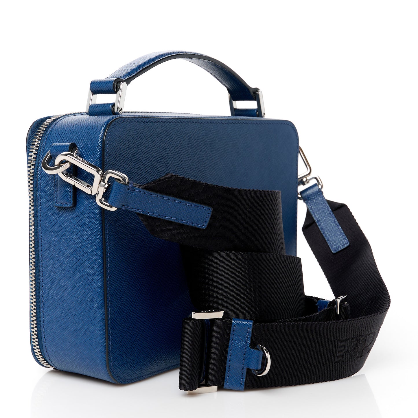 Saffiano Travel Medium Brique Crossbody Bag Bluette