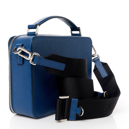 Prada Saffiano Travel Medium Brique Crossbody Bag Bluette 3 of 10