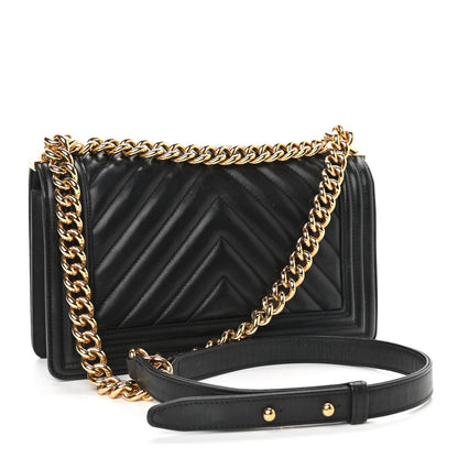 Chanel Calfskin Chevron Quilted Medium Boy Flap Black 2 of 9