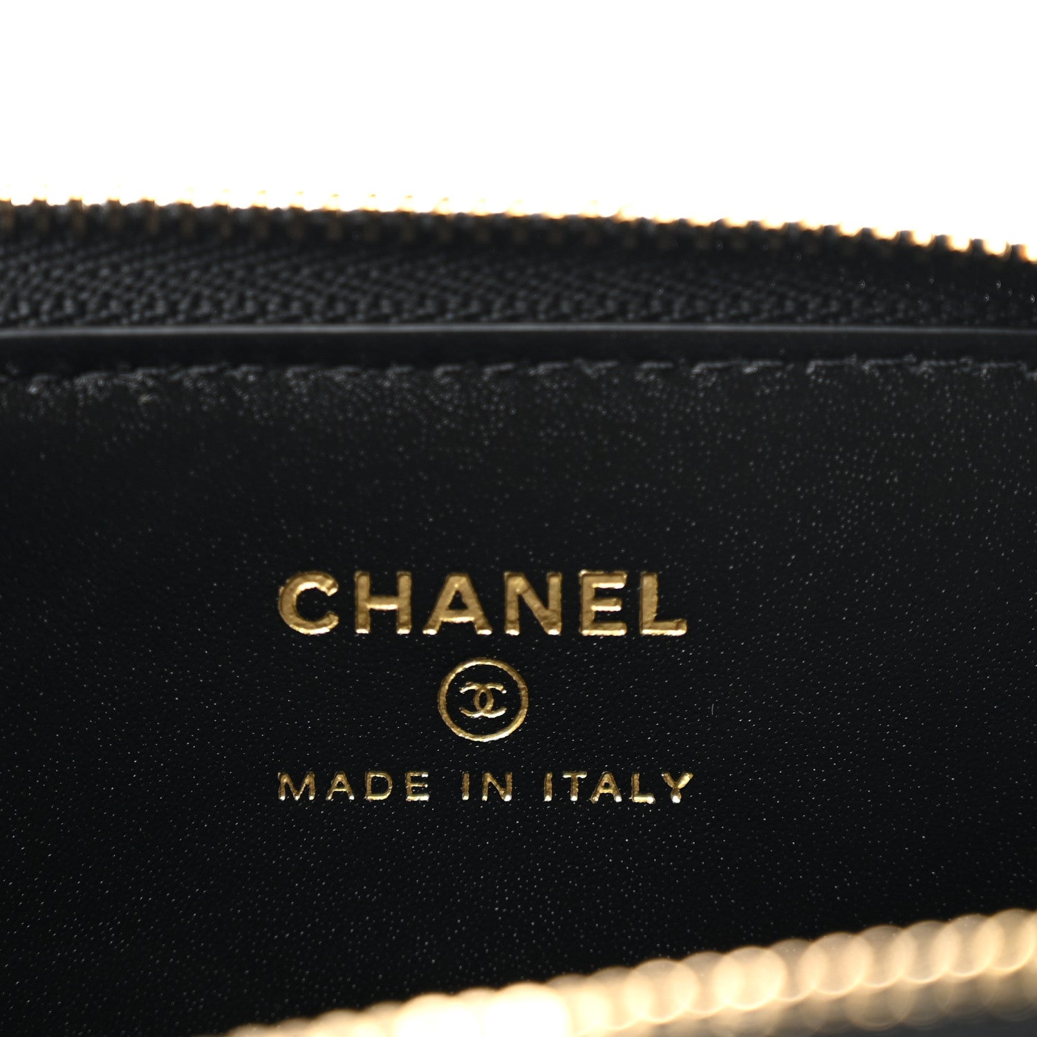Chanel Calfskin Lizard Embossed Zip Card Holder Black 6 of 8
