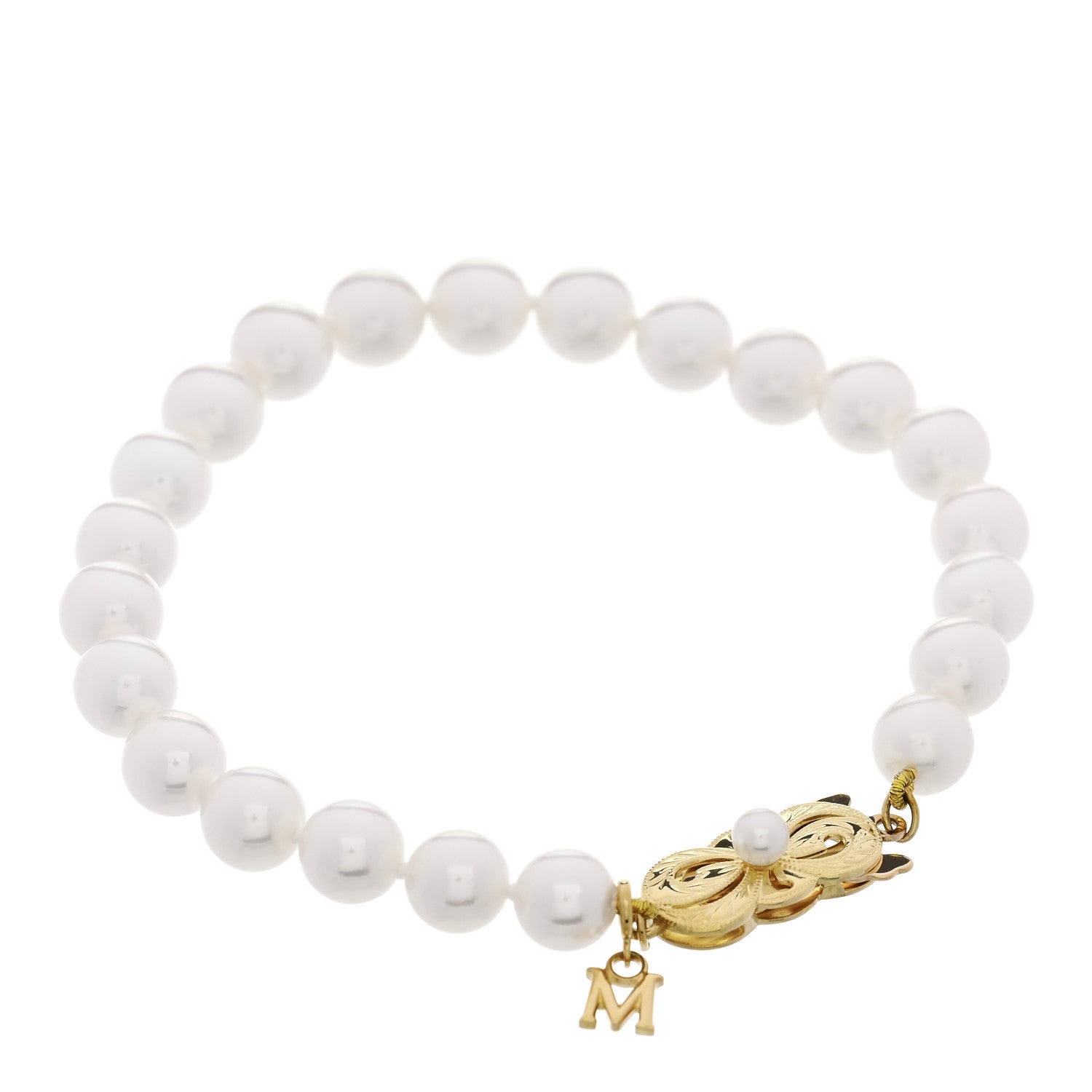 Mikimoto 18K Yellow Gold Akoya Cultured Pearl 6.5-7mm Strand Bracelet 1 of 3