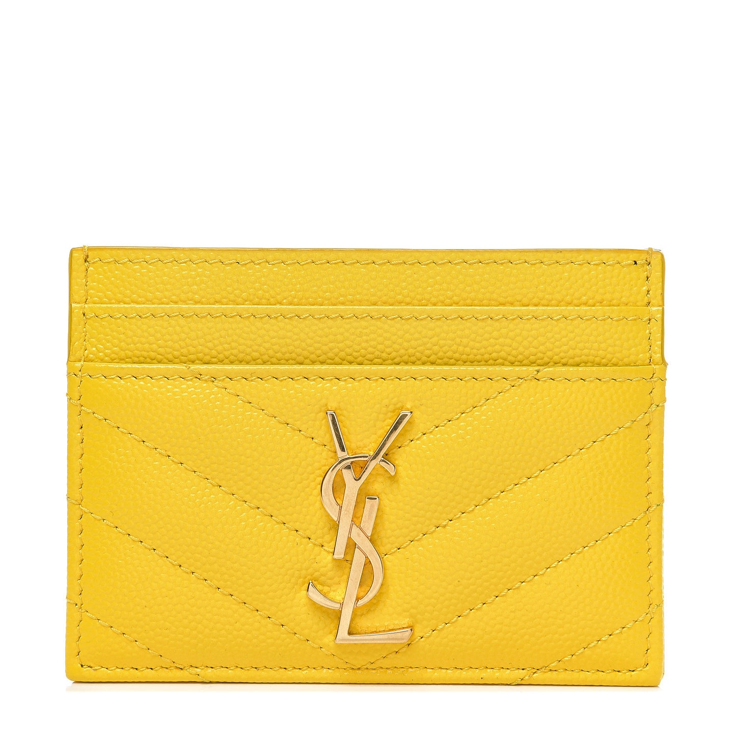 Grain De Poudre Matelasse Chevron Monogram Credit Card Case Mimosa