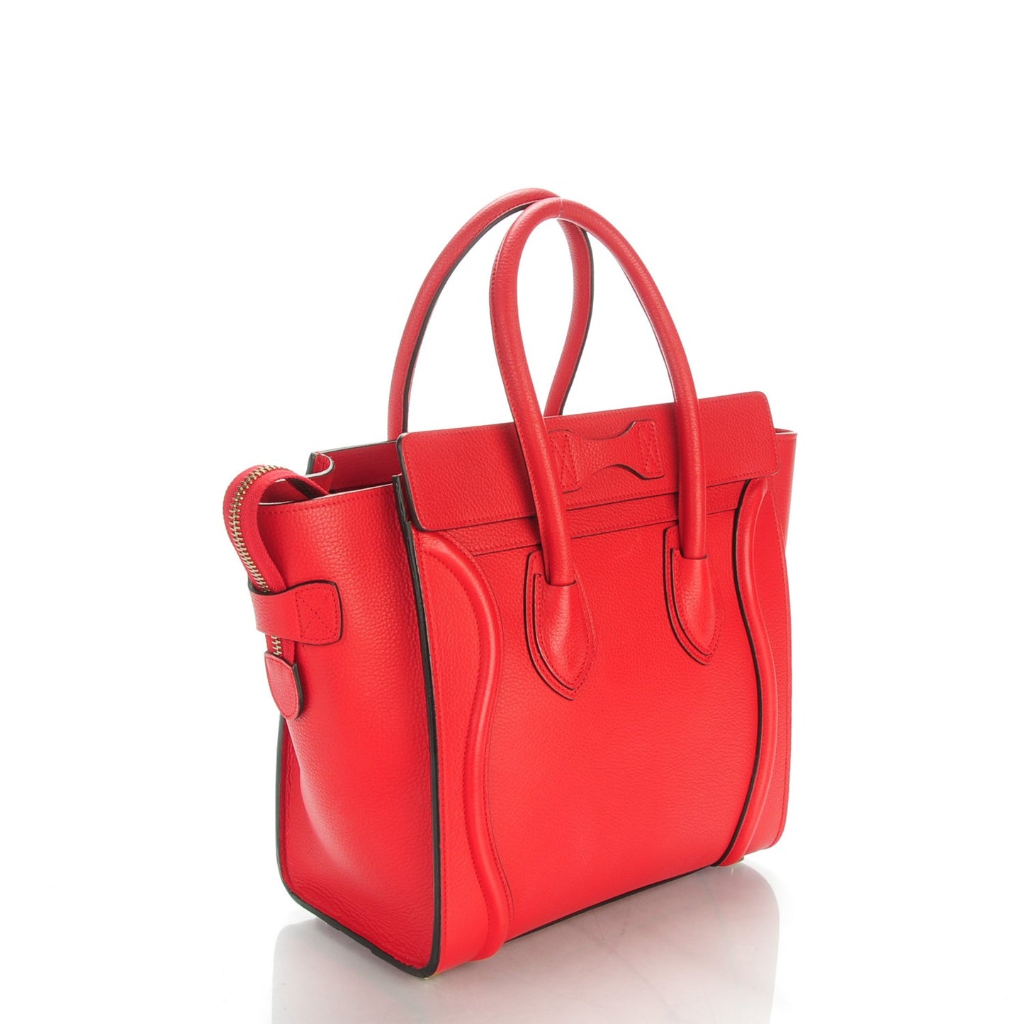 Drummed Calfskin Micro Luggage Coquelicot