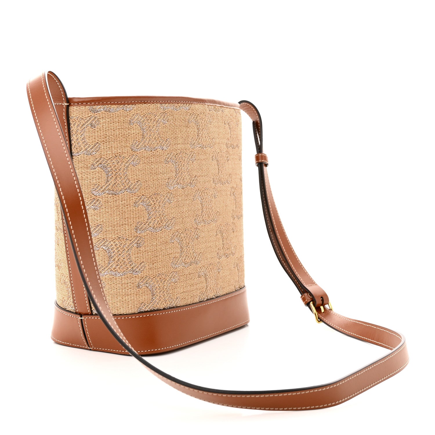 Celine Canvas Calfskin Triomphe Small Bucket Bag Natural Tan 3 of 11
