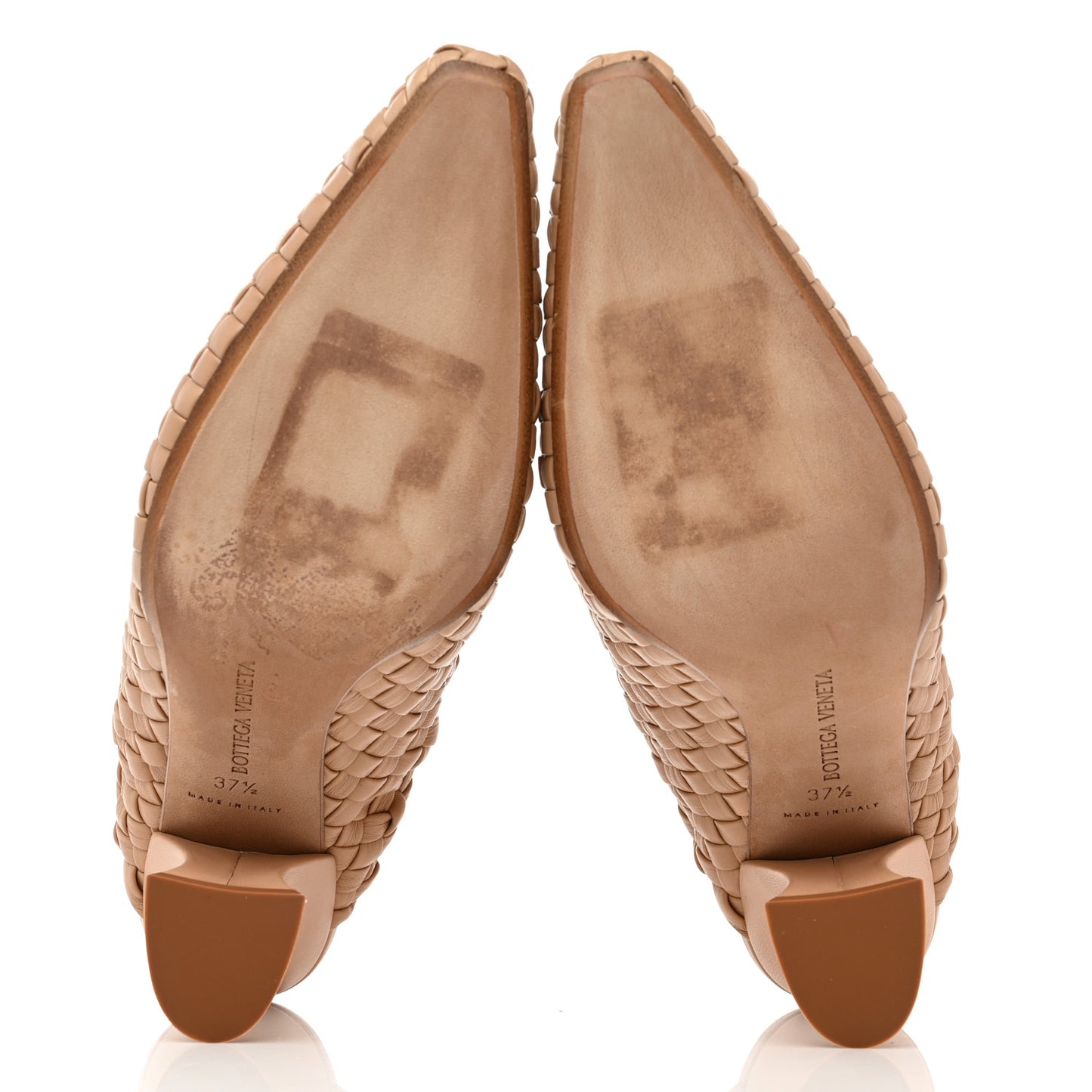 Nappa Intrecciato Almond Mules 37.5 Beige