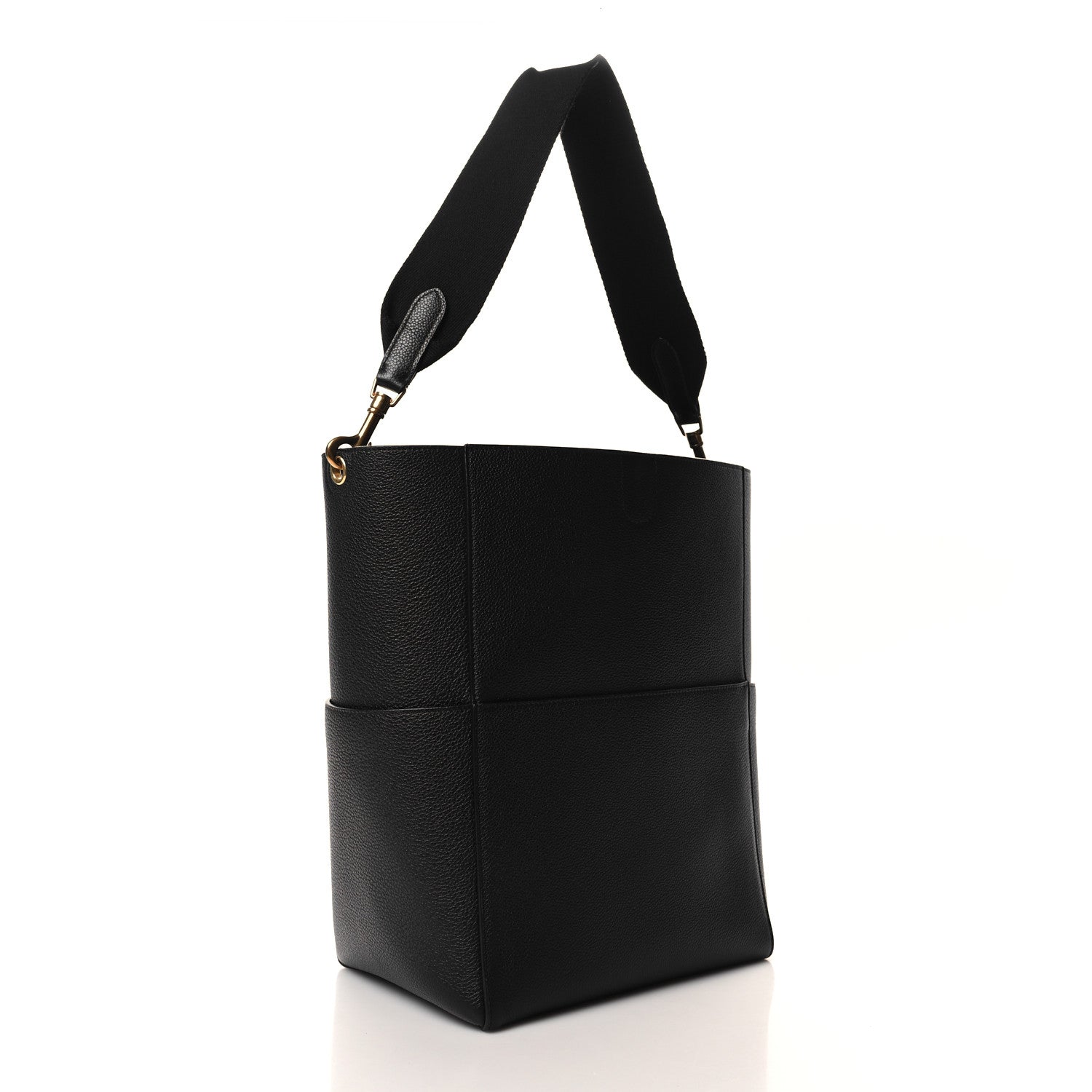 Celine Soft Grained Calfskin Sangle Bucket Bag Black 3 of 10