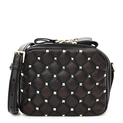 Valentino Garavani Nappa Rockstud Spike Double Zip Camera Crossbody Bag Black 1 of 11