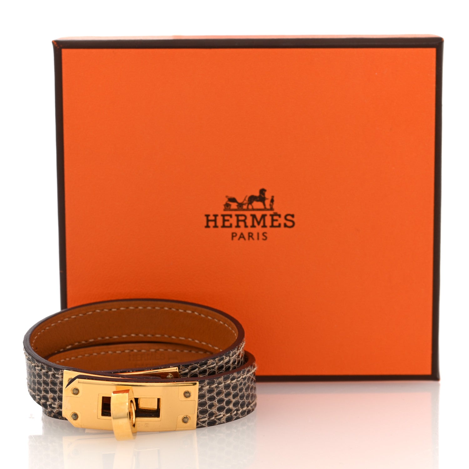 Hermes Lizard Kelly Double Tour Bracelet T2 Ombre 5 of 5