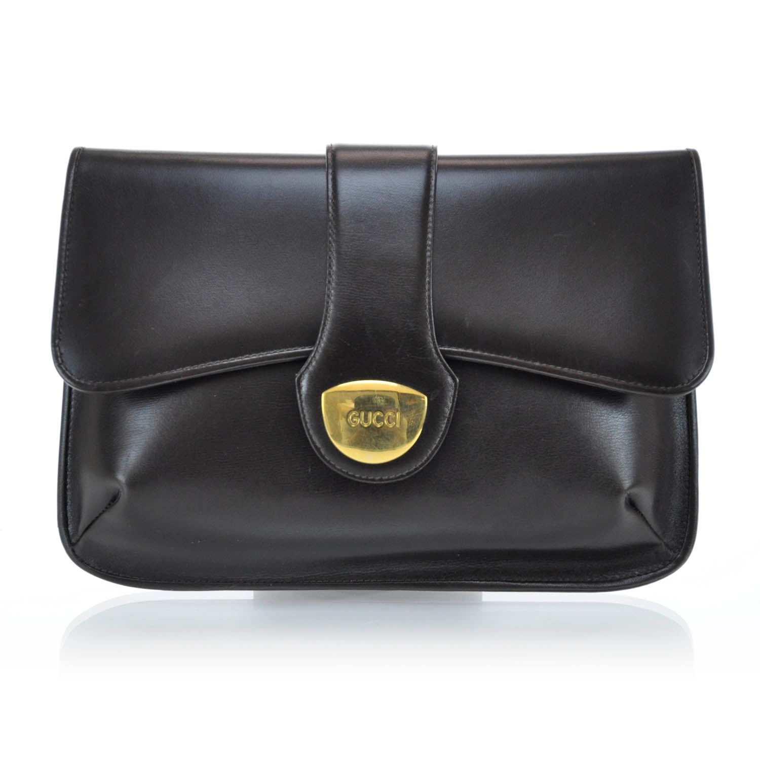 Gucci Leather Clutch Dark Brown 1 of 6