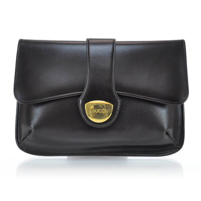 Gucci Leather Clutch Dark Brown 1 of 6