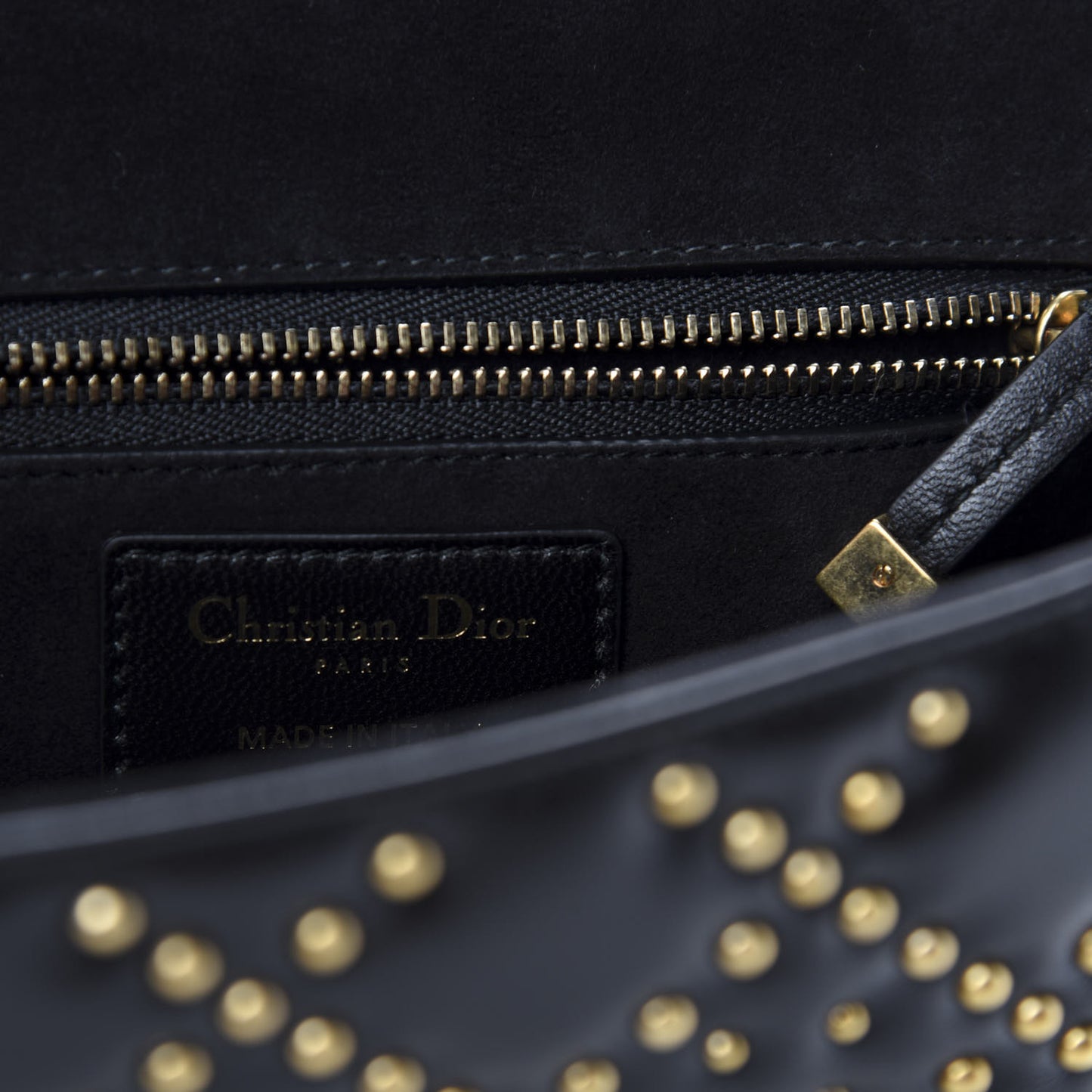 Lambskin Cannage Studded Small Dioraddict Flap Bag Black