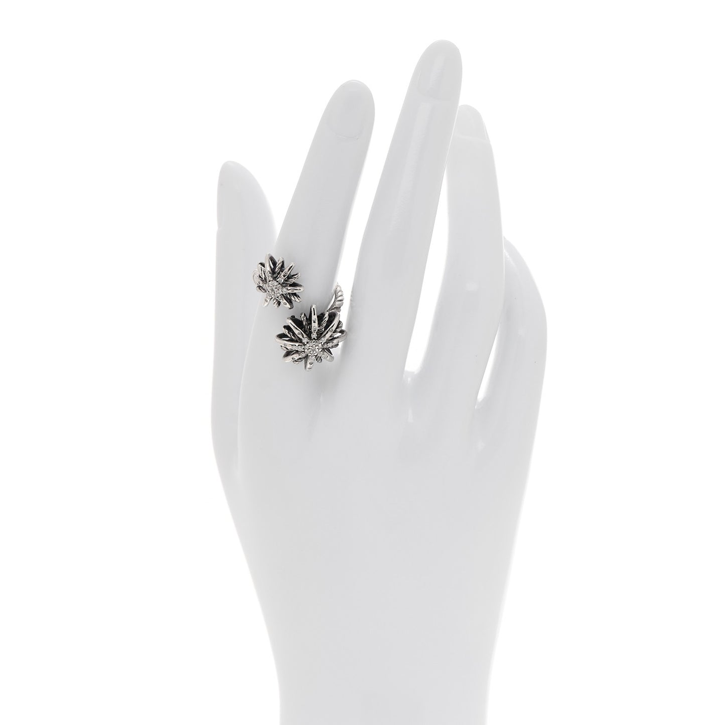 Sterling Silver Diamond 28mm Open Starburst Ring