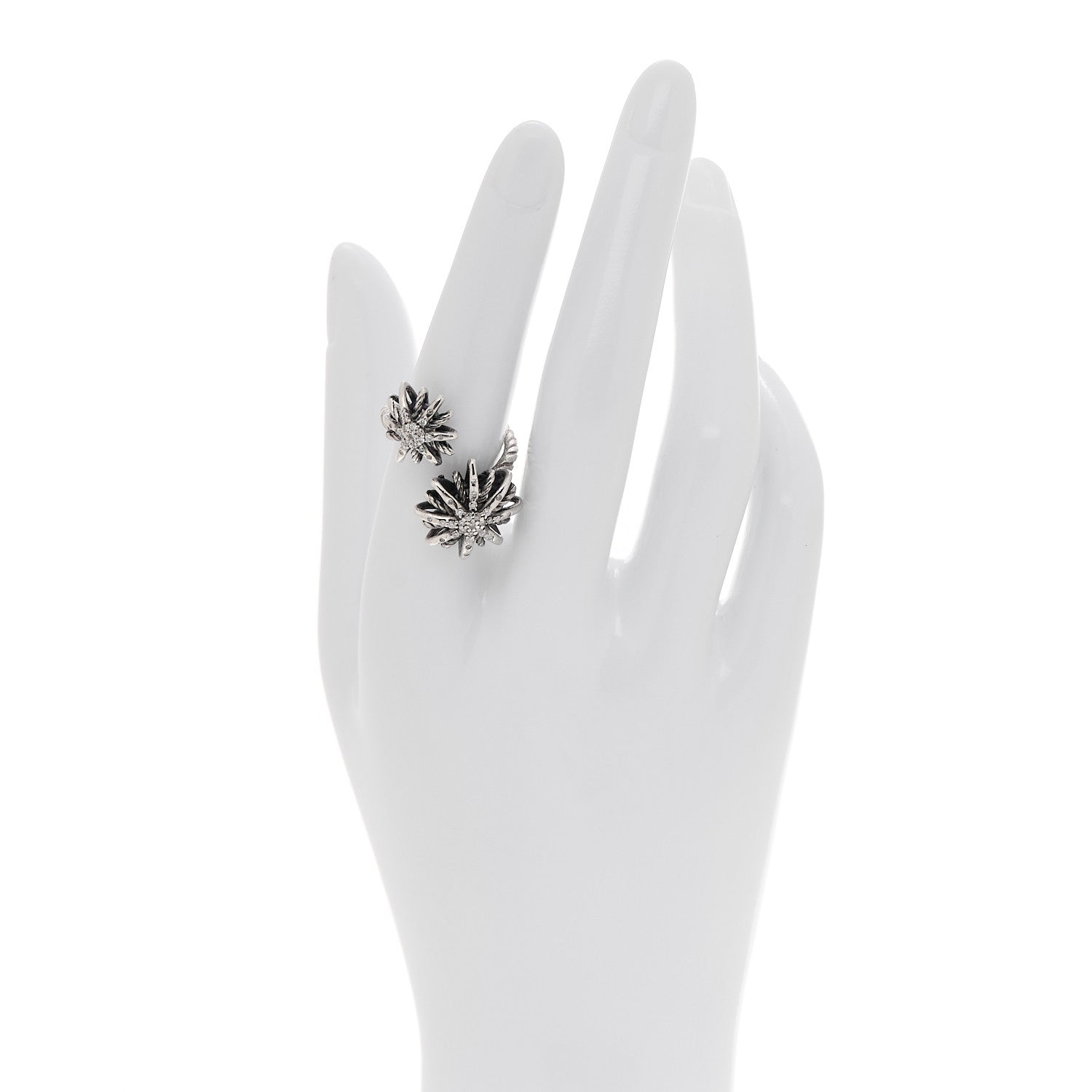 David Yurman Sterling Silver Diamond 28mm Open Starburst Ring 2 of 4