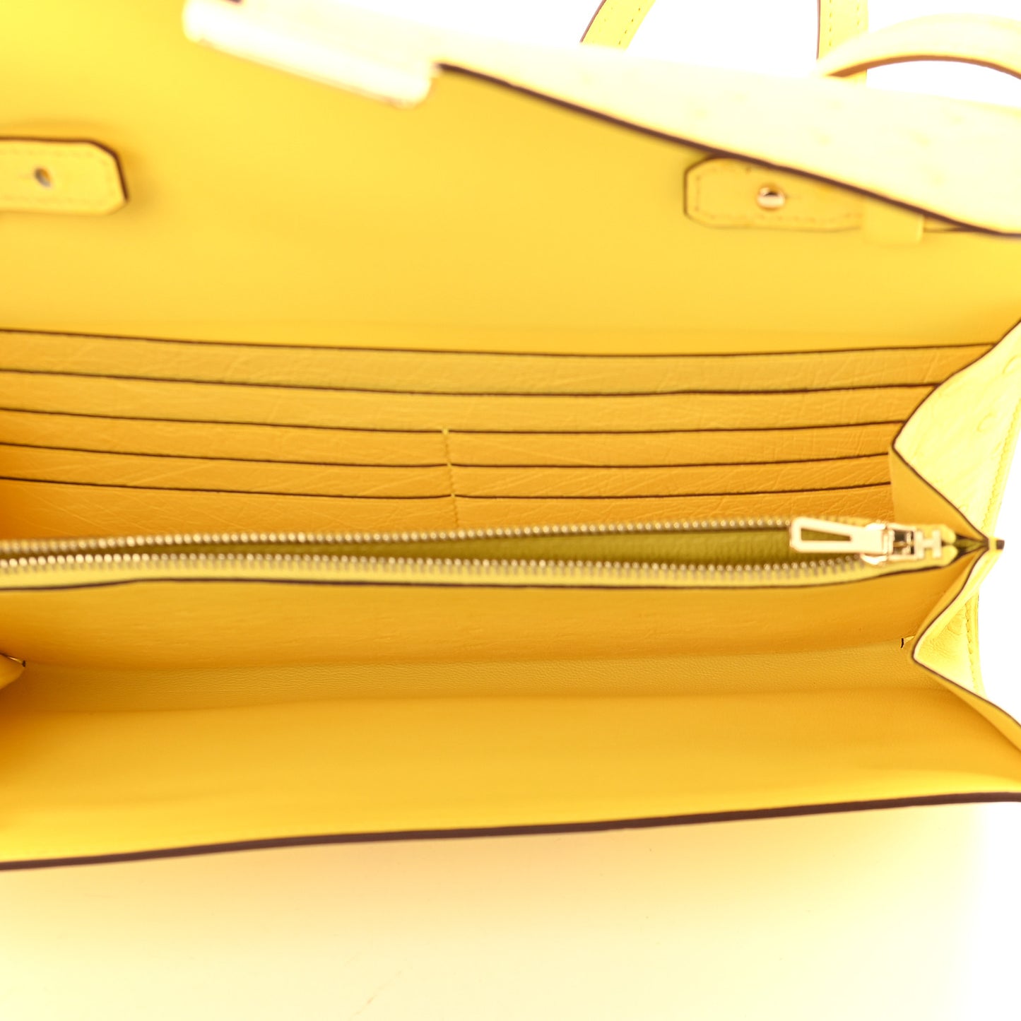 Ostrich Constance Long Wallet To Go Jaune Citron
