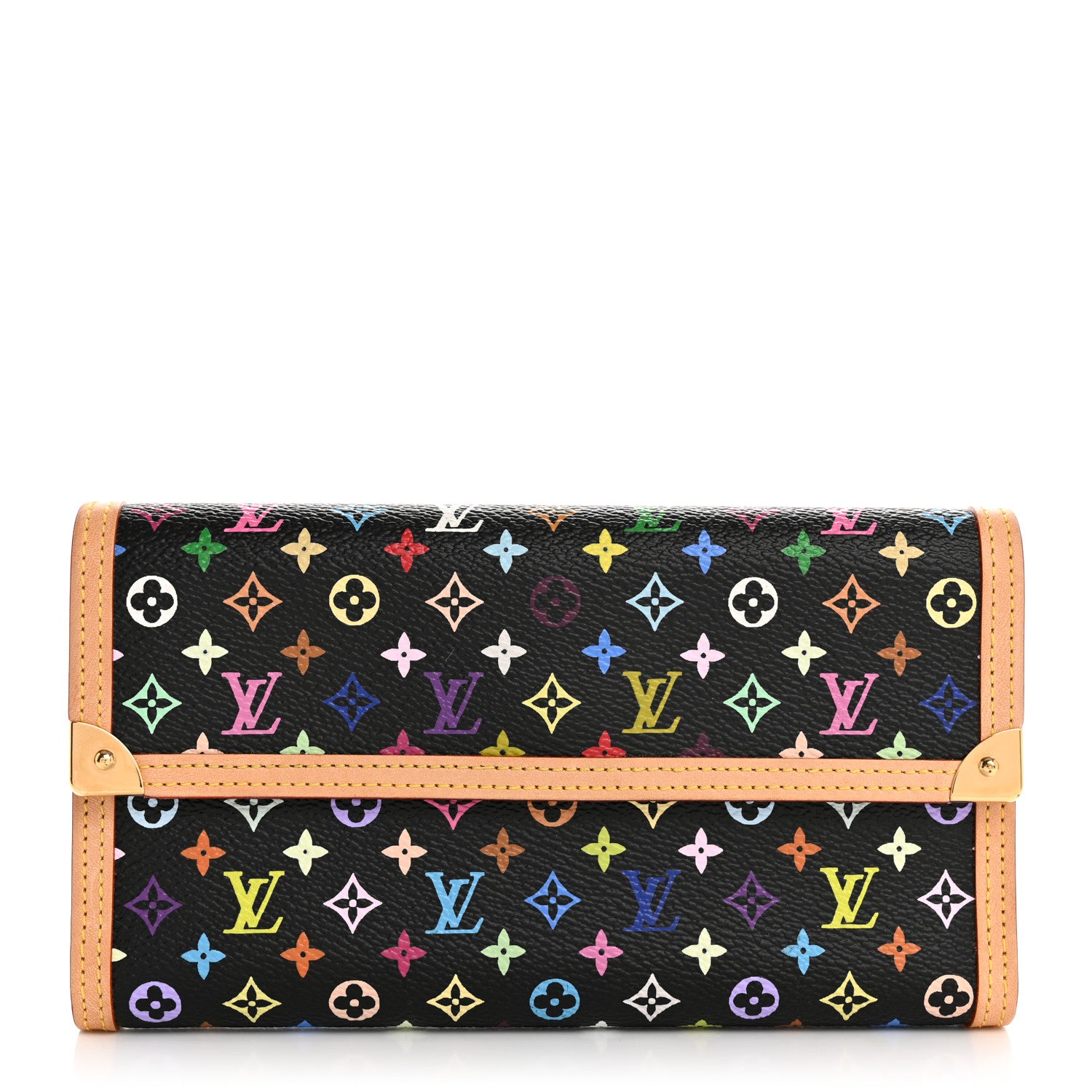 Louis Vuitton Monogram Multicolor Porte Tresor International Wallet Black 1 of 10
