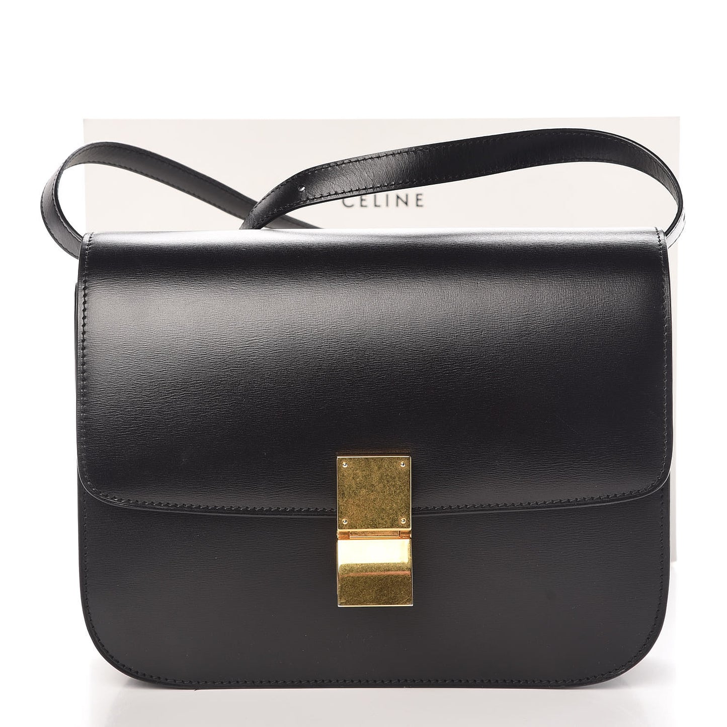 Liege Calfskin Medium Classic Box Flap Bag Black