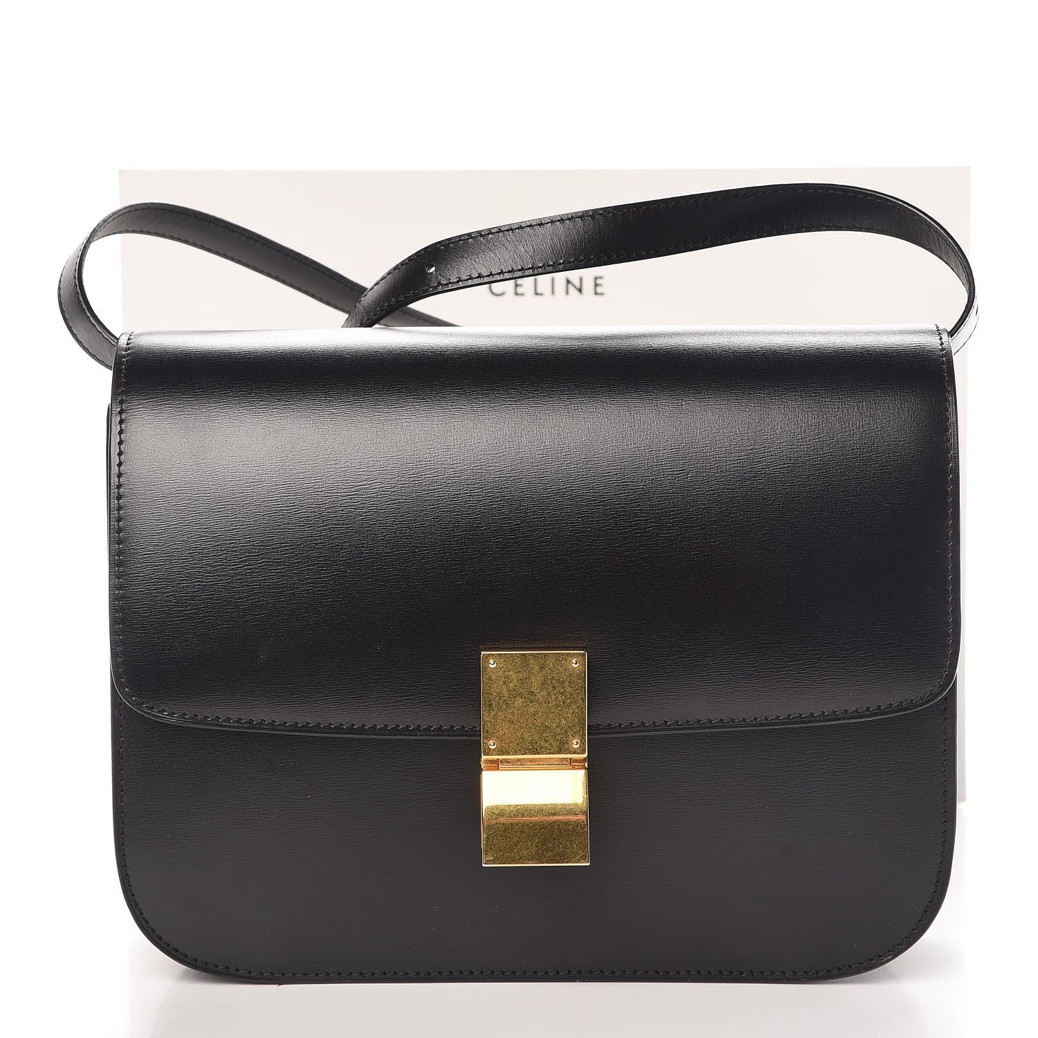 Celine Liege Calfskin Medium Classic Box Flap Bag Black 8 of 8