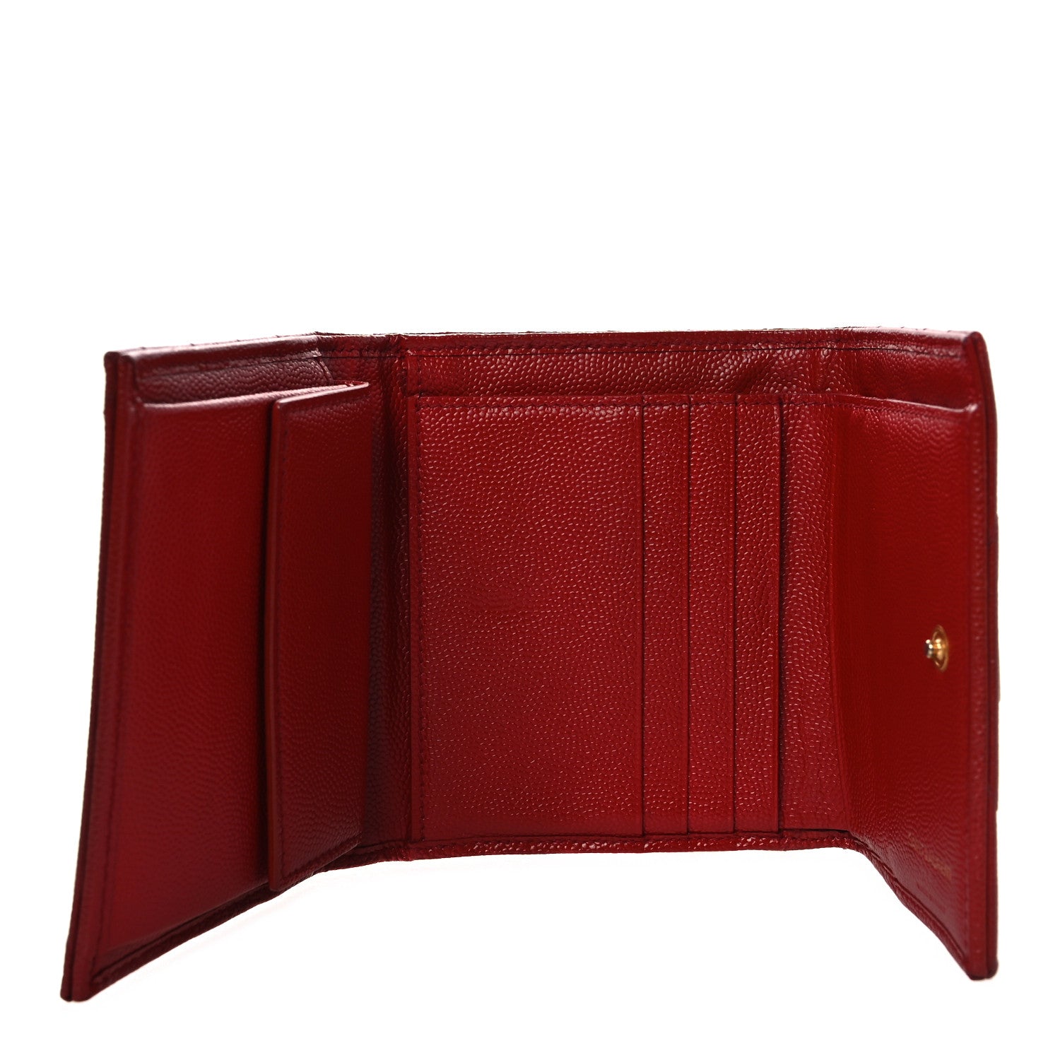 Saint Laurent Grain De Poudre Matelasse Chevron Monogram Compact Wallet Red 5 of 9