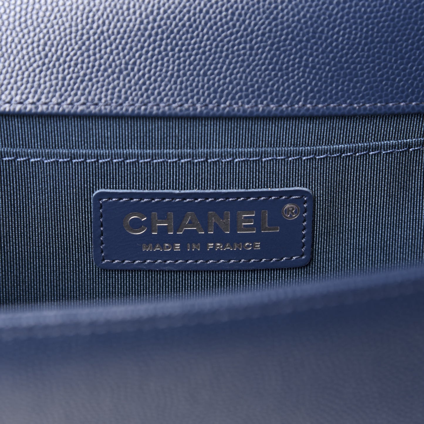 Caviar Quilted Medium Boy Flap Dark Blue