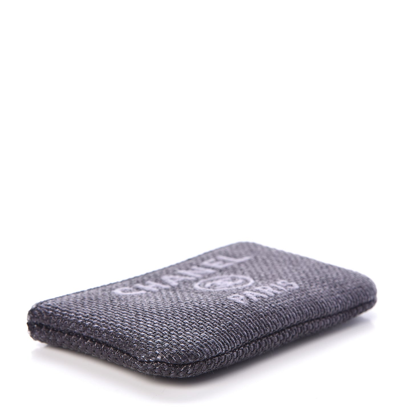 Woven Straw Raffia Deauville Cosmetic Pouch Black