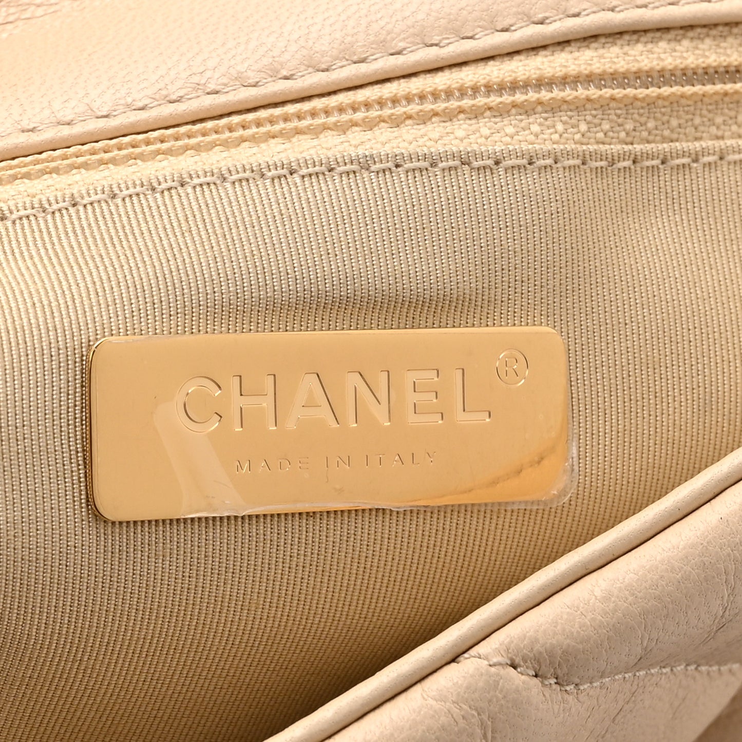 Lambskin Quilted Medium Chanel 19 Flap Light Beige